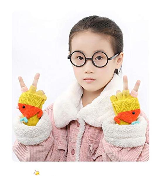 Knit for Boys and with Mitten Fingerless or Warm for Infants and Perfect for Playing in the and Cute Bird [eipatu] Kids' Gloves, Girls, Covers,