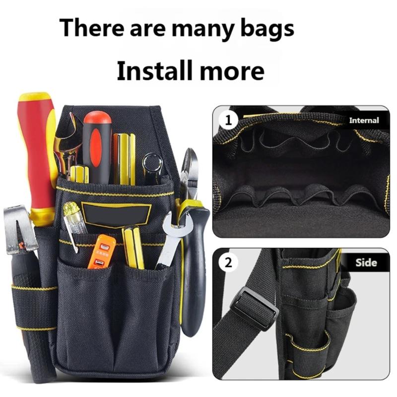 Heavy Duty Nylon Cloth Waist Pack Tool Bag Tool Belt Pouch Designed For Electricians And DIY Enthusiasts Repair Tasks