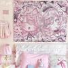 Kawaii Anime Pink Girl Tapestry Wall Hanging Decor Cute Fashion Lady Bedroom Background Home Decor Wall Tapestry