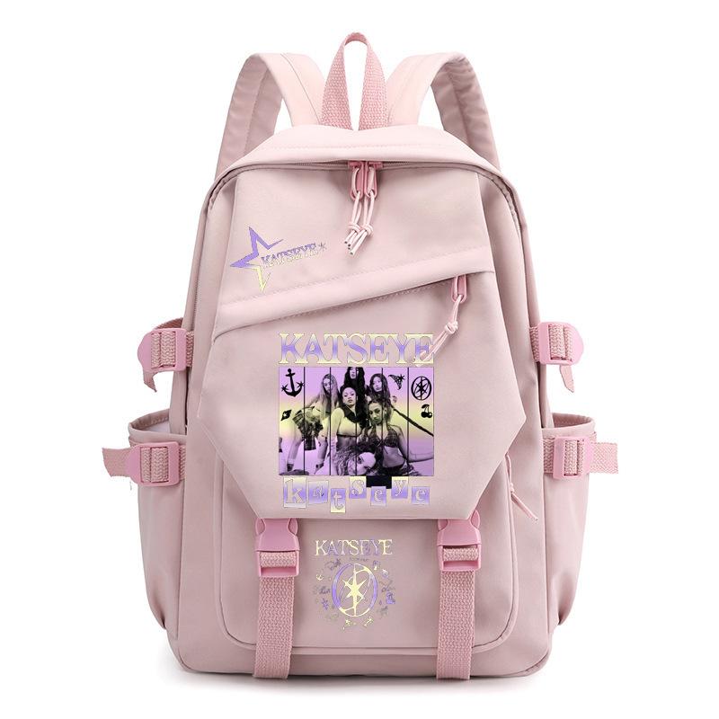 Katseye Music Print Backpack for Middle School Students Lightweight Canvas School Bag Youth Bookbag Unisex 1219