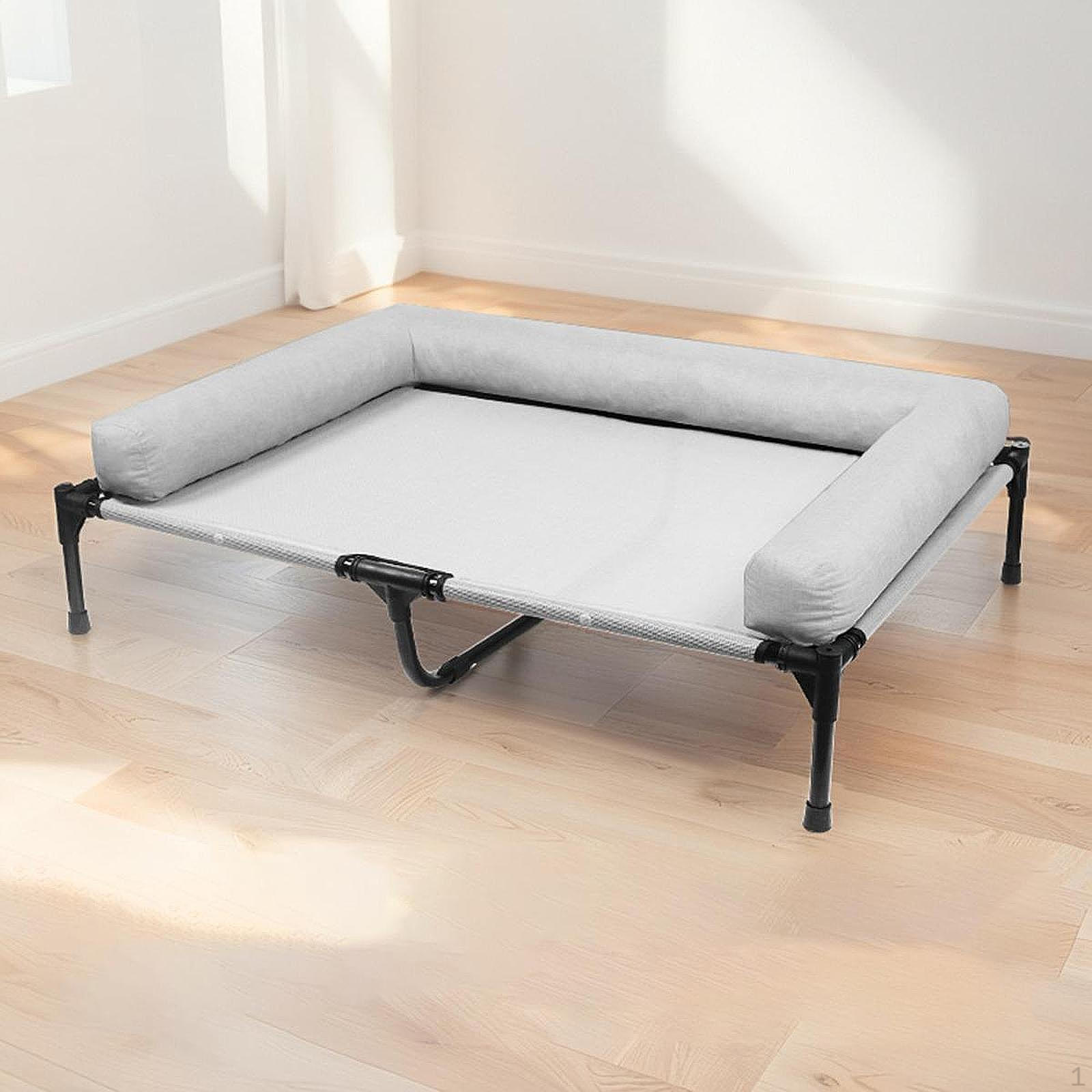 

Dog Bed Elevated Cot for Pets with Breathable Mesh Outdoor Use сірий колір