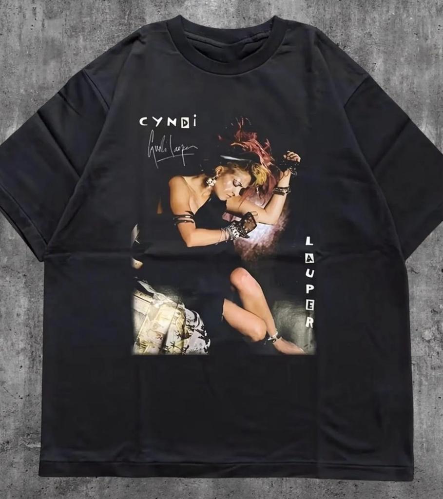 Neues Singer Cyndi Lauper Geschenk für Fans Alle Größen Schwarz Unisex Shirt NH068