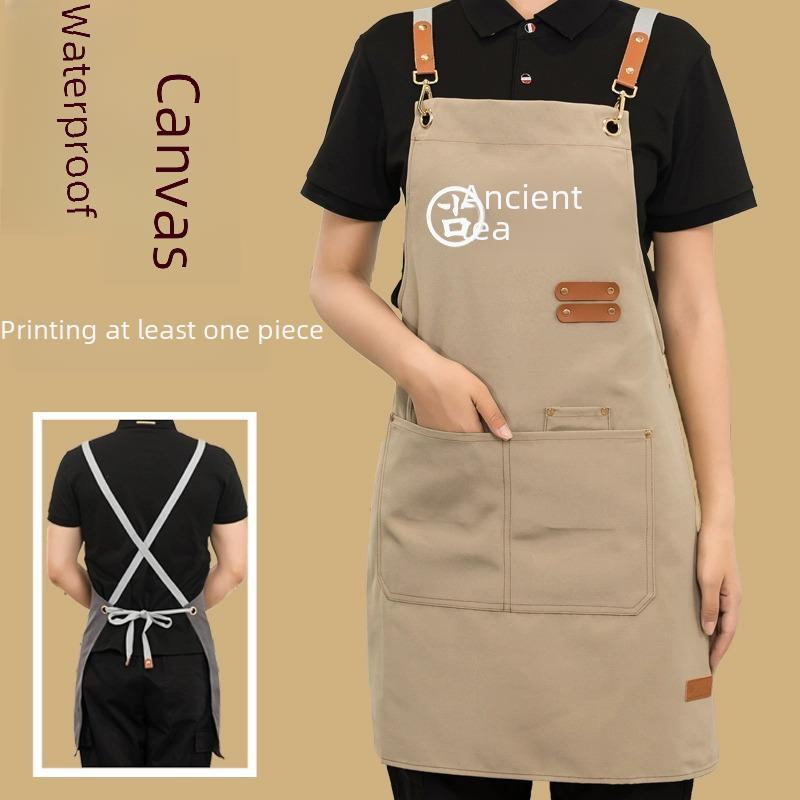 Waterproof & Oil-Proof Stain-Resistant Canvas Apron for Kitchens - Customizable Printing Available