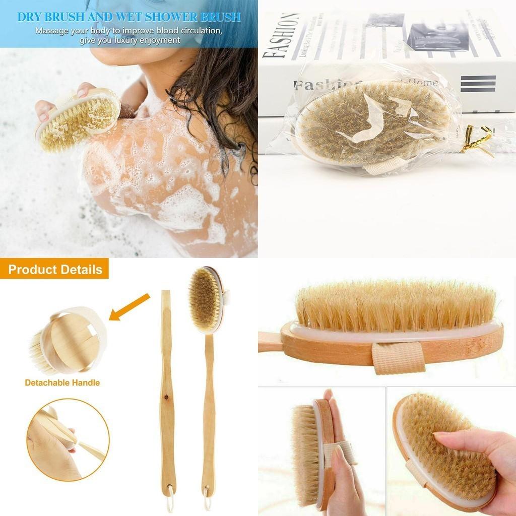 Luxuriöser Dusch-Rückenwäscher mit Naturborsten und langem Holzgriff für glatte Haut