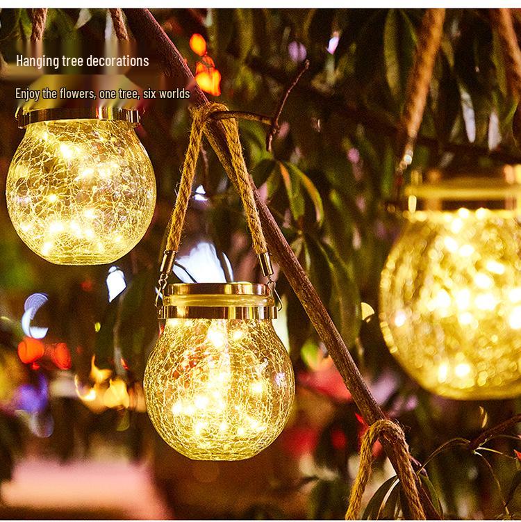 Solar-Powered Outdoor Garden Hanging Light - Glass Mason Jar Christmas Decoration