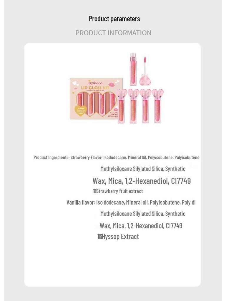 Zephoco Sweetheart Lip Glaze Set: Natural, Silky, Moisturizing Lip Gloss Colors