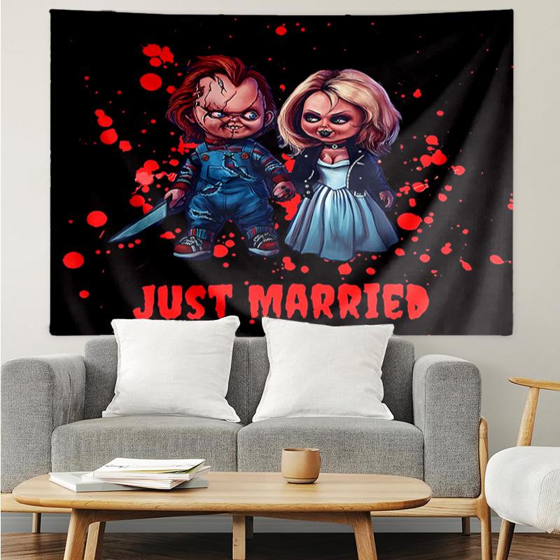 Chucky And Tiffany's Wedding Tapestry Hanging for Bedroom,Livingroom, Playroom,Decor Art Room Wall Tapestry Holiday and Birthday Gifts