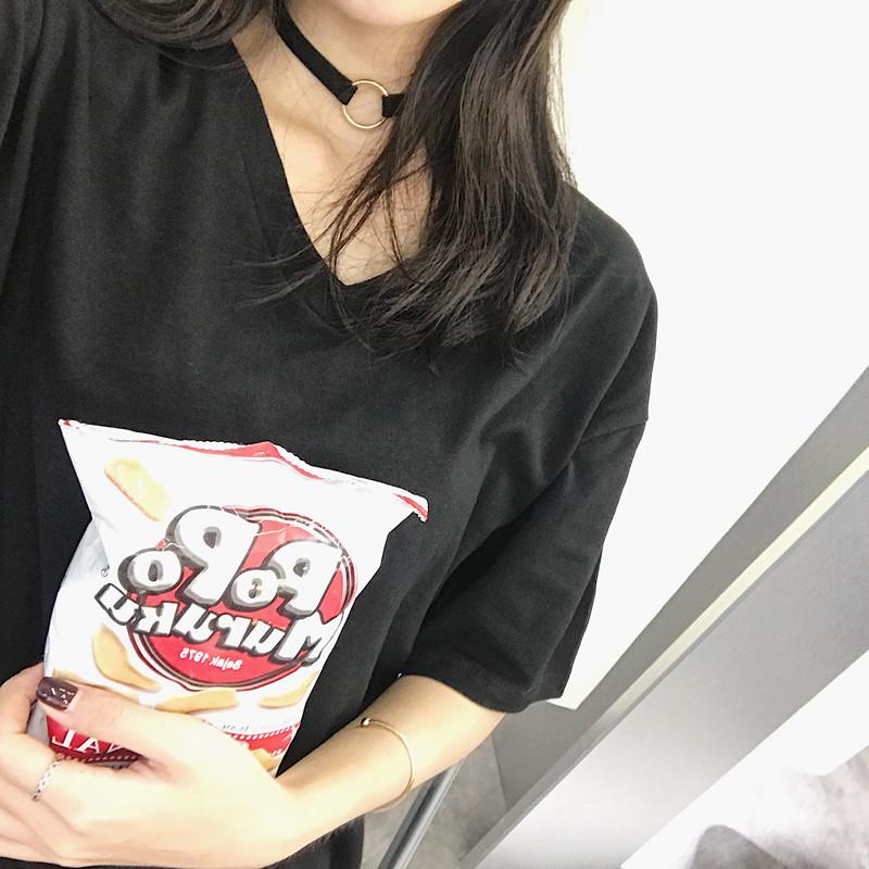 

Женская летняя облегающая футболка с V-образным вырезом - универсальная однотонная повседневная футболка с коротким рукавом XXL чёрный