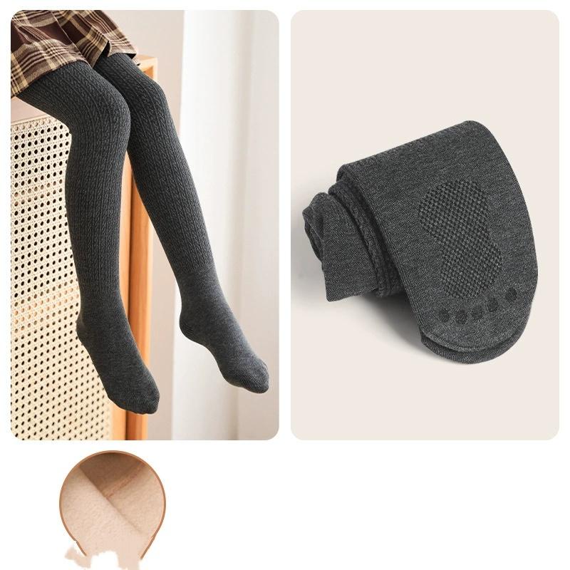 Kids' Velvet Ribbed Leggings with Non-Slip Sole for Spring and Autumn