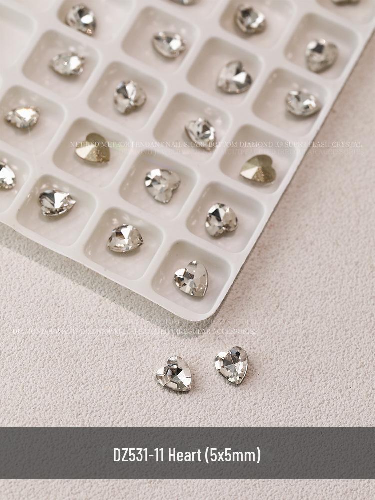 Мигающие украшения для ногтей: Прозрачное бриллиантовое сердце, капля воды, квадрат, бабочка аксессуары