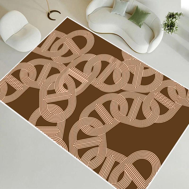 Modern Geometric Line Area Rug – Minimalist Abstract Loop Carpet Soft Non-Slip Floor Mat for Living Room Bedroom Office Decor