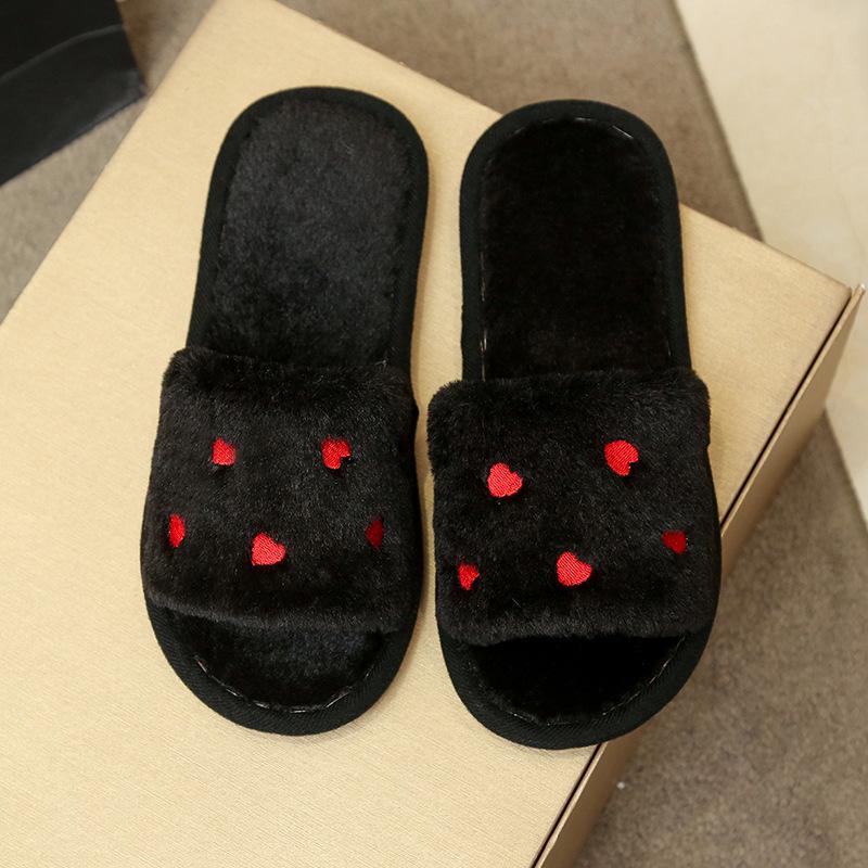 Women's Four Seasons Open-Toe Fluffy Slippers: Warm, Cute, Comfortable Home Shoes.