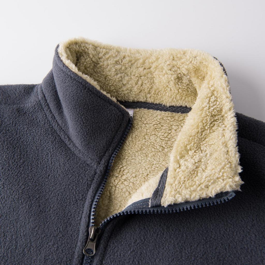 Men's Casual Solid Color Double-sided Fleece Zipper Vest, Men's Stand-up Collar Fleece Vest