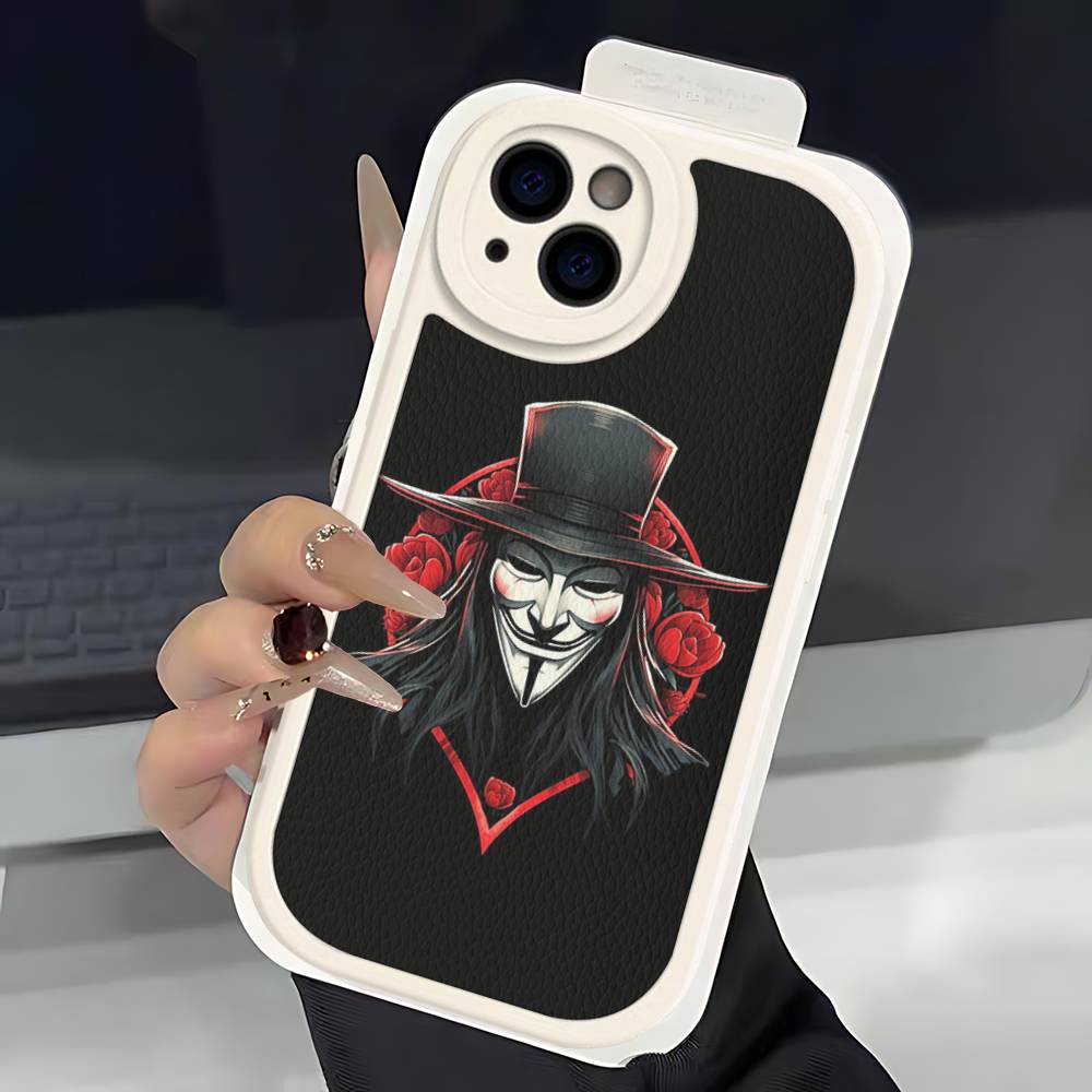 Horror Movie V For V-vendettaS Phone Case For IPhone 16 15 14 13 12 11 Pro Max Plus Leather Soft Cover