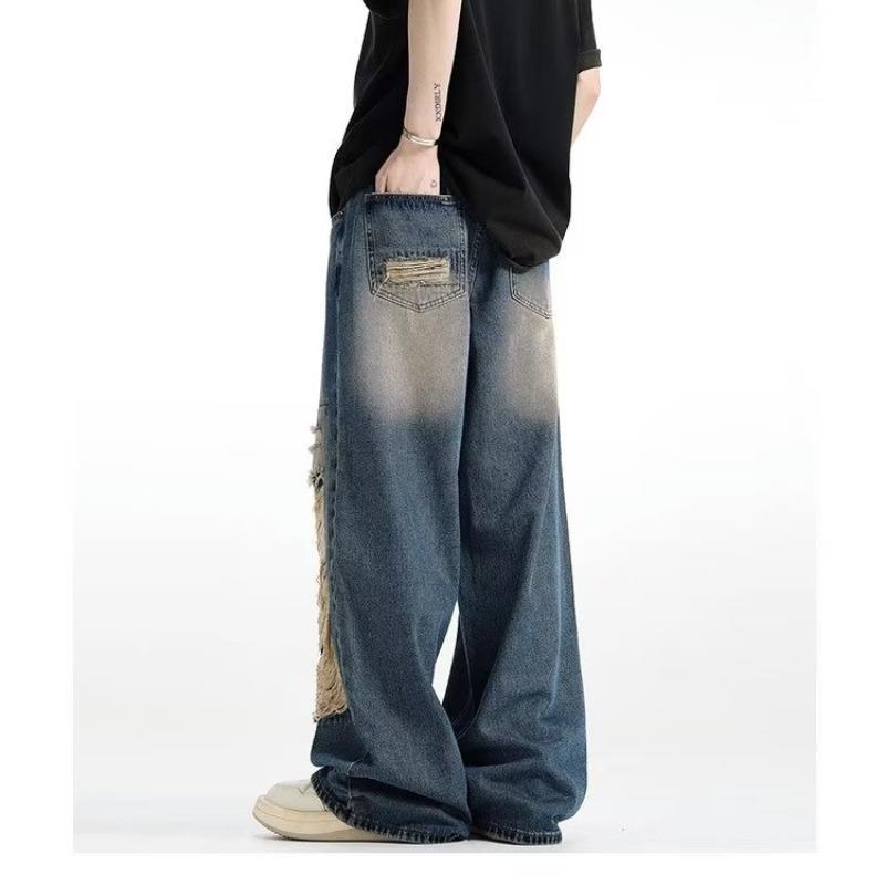 Herren American Retro Schlagjeans - Sommerwaschung, Lockere Passform, Trendiger High-Street-Stil.