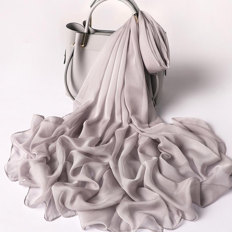 25 Classic Color Simulated Silk Large-Sized Solid Color Sunscreen Shawl Versatile Thin Beach Towel For Women