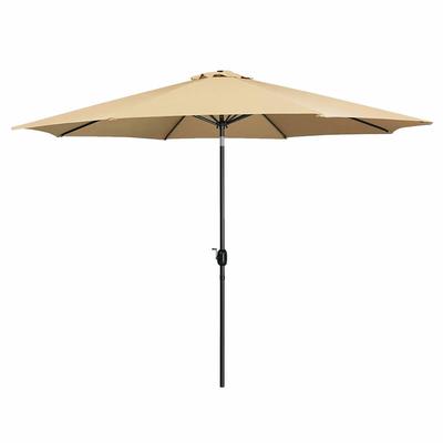 Parasol Acero 8 Varillas D300 Cm Poliéster Marrón Jardín, Piscina, Terraza