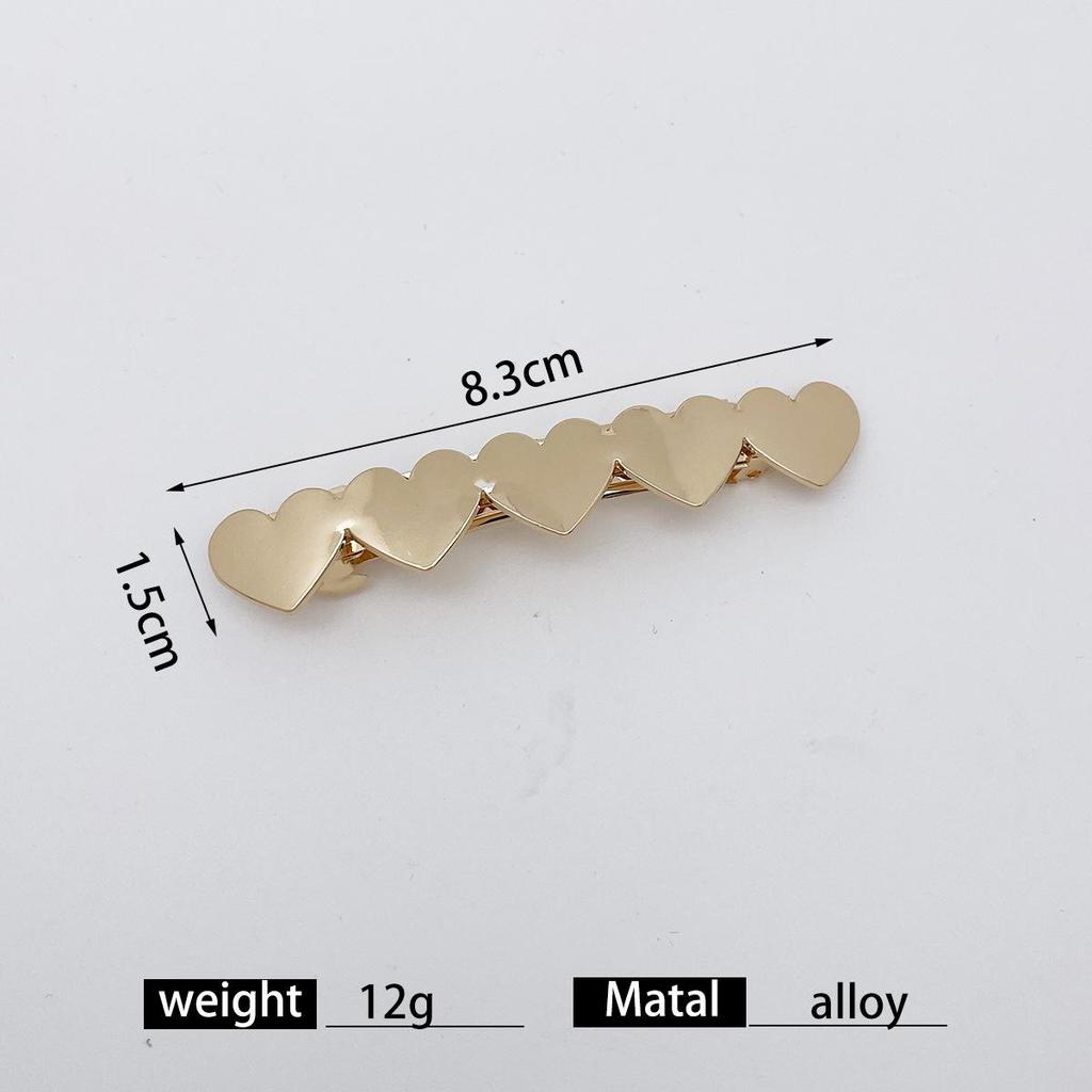 Eco-friendly Heart Hair Clip - European & American Style Alloy Spring Straight Clip for Women