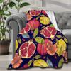 Fresh Lemons Throw Blanket Fruits Vegetables Theme Flannel Blanket Super Soft Lightweight Blanket for Bed Sofa Couch Living Room