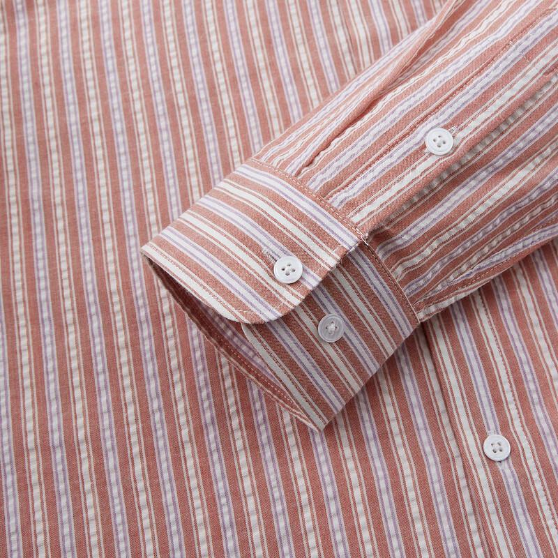 Judger Men's Tencel Blend Red Stripe Long-Sleeve Shirt