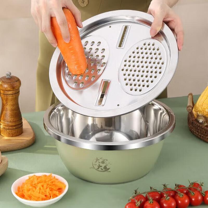 Набор из 2 предметов: Миска для смешивания и терка из нержавеющей стали Si Gang