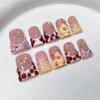 Sweet Ocean Style Press-On Nails With 3D Star Floral Design Nude Pink French Tip Short Length Reusable Artificial Nail Tips