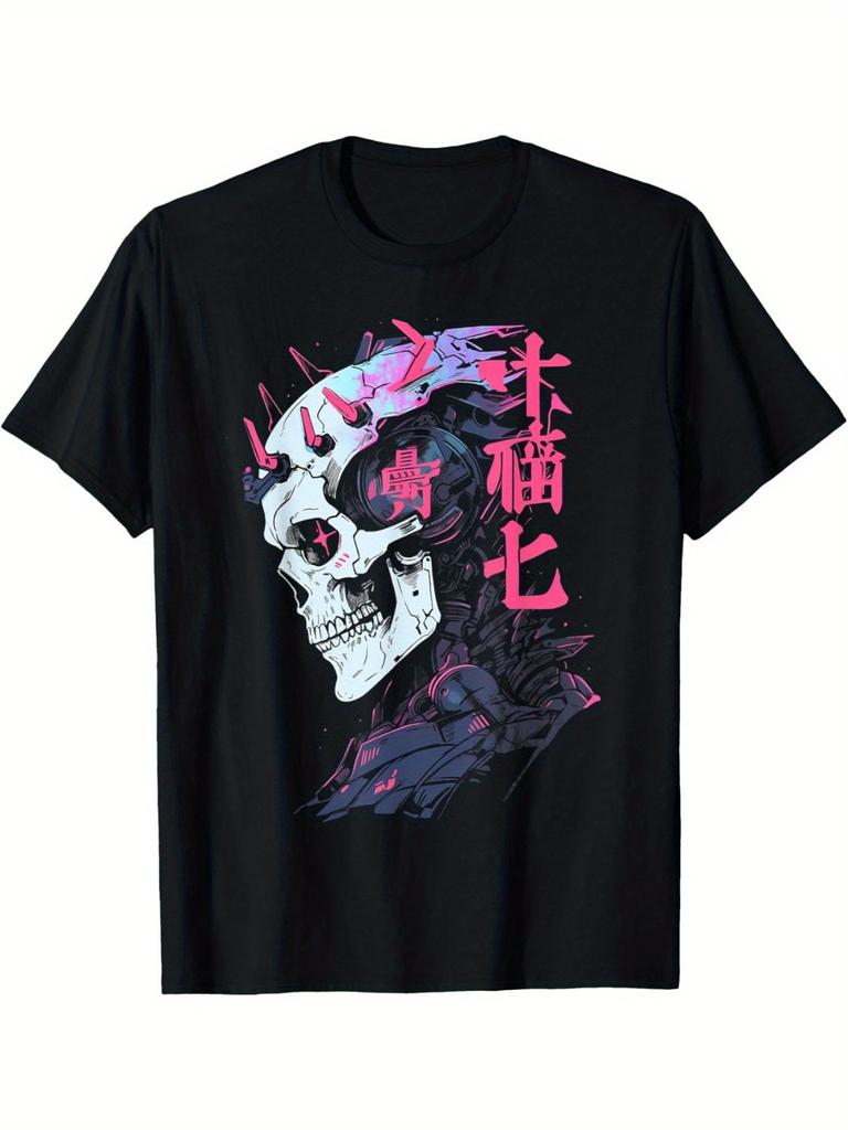 Cyberpunk Anime T Shirt Harajuku Techwear Manga Style Graphic Casual Tee