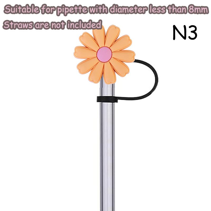 8Mm Macaron Kleine Blume Strohhalm Kappe Staubschutz Silikonabdichtung Wiederverwendbare Cartoon Strohhalm Kappe