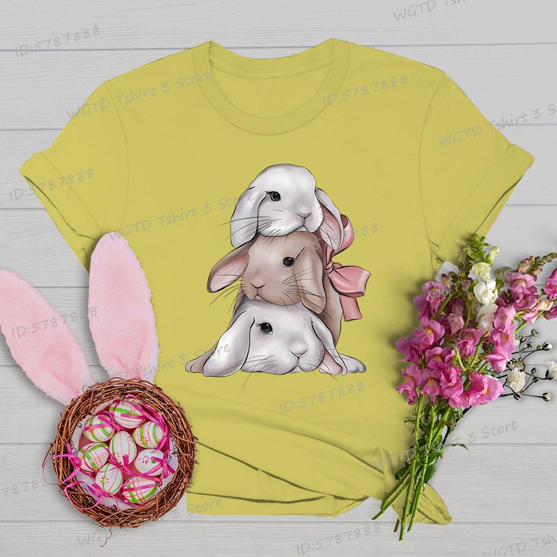 

Пасхальный кролик рубашки и блузки женский подарок для христианской команды футболка с коротким рукавом и круглым вырезом милое животное кролик пасхальный мультяшный футболка 3XL