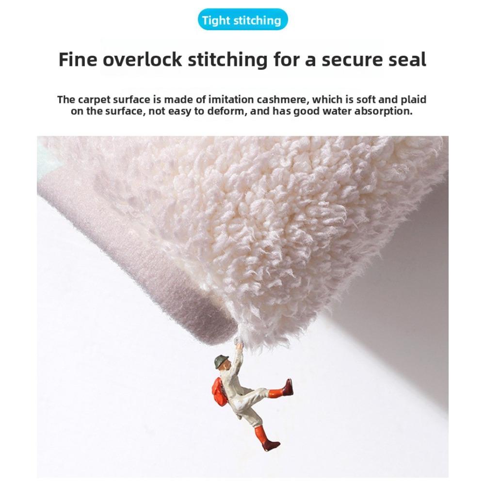 Cute Cartoon Irregular Cashmere-Like Floor Mat, Water Absorbent Anti-Slip Rug for Bathroom Bedroom Home Decor
