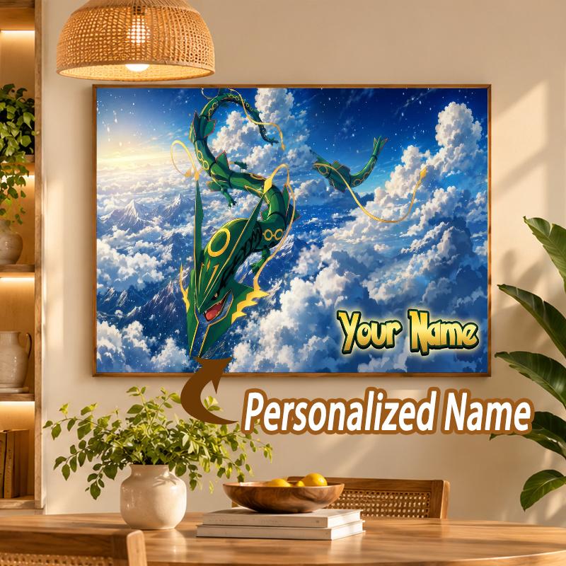 Rayquaza Custom Name Diamond Painting Personalized 5D Full Drill DIY Diamond Art Home Decor