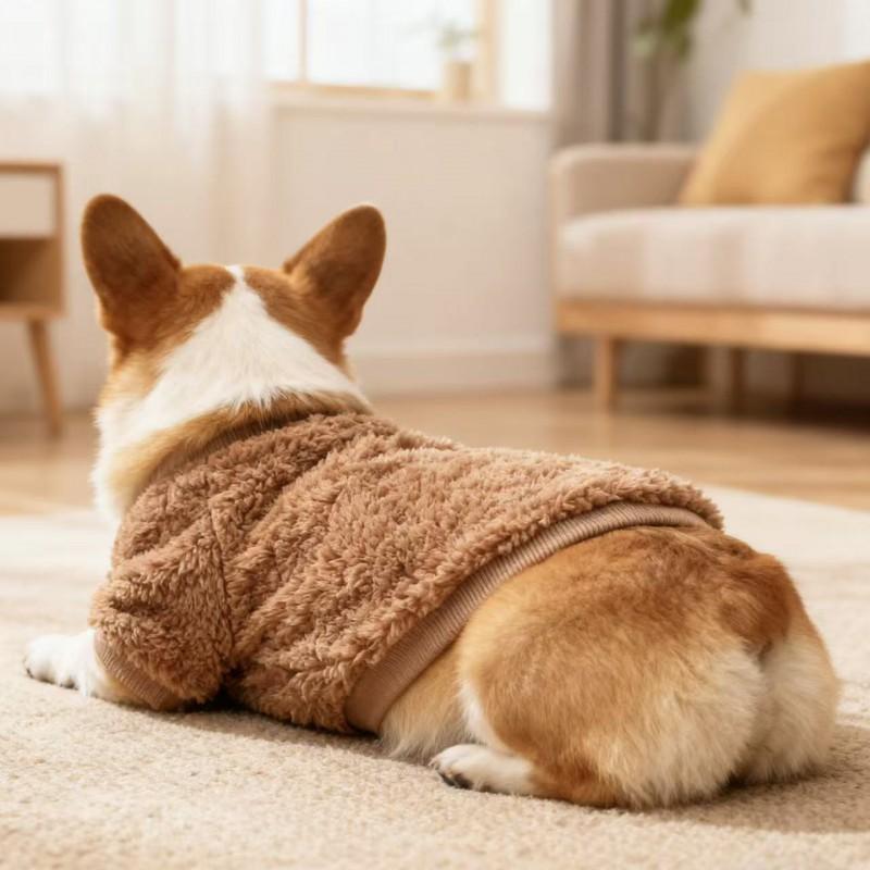 Warm Double-Sided Fleece Dog Sweater Small Breeds Winter Home Wear Cozy Pet Clothing Corgi Schnauzer Teddy