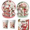 Christmas Santa Claus Theme Disposable Tableware Sets Merry Christmas Decorations Paper Napkins Cups Plates Xmas Party Supplies