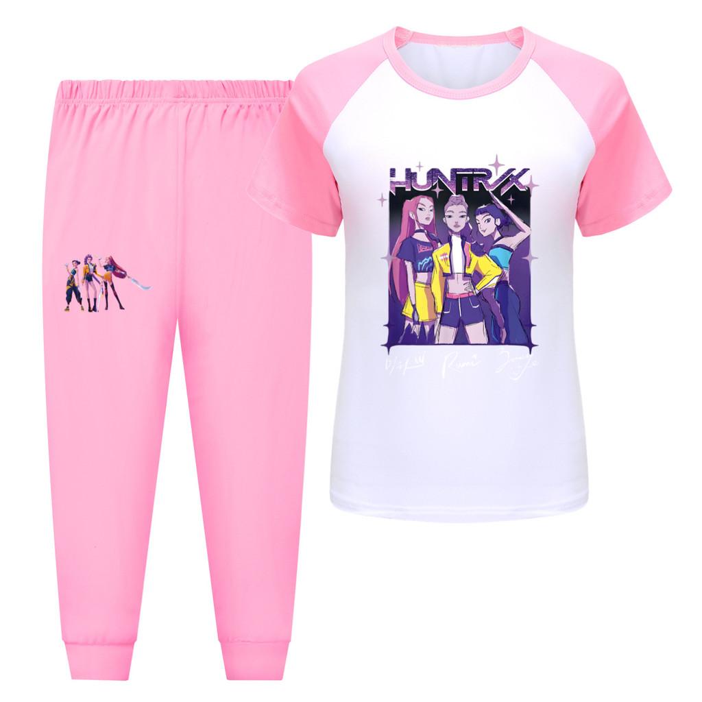 5022 Kids Girls Rumi Zoey Mira Hunters Print T-shirt Pants Trouser Clothes Set