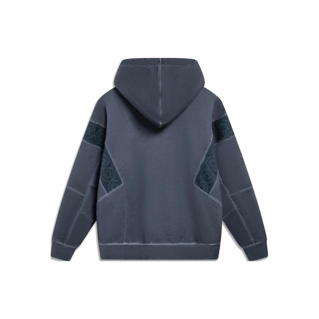 Li Ning Skateboard Series Color Block Loose Pullover Hoodie Unisex Hoodies Black AWDT221-1