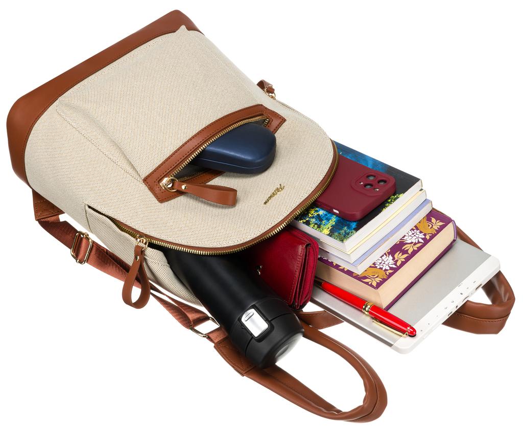 PTN CAN-05-5808 Nat-Brown Canvas Backpack