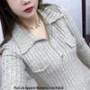 Plus Size Half-Open Collar Long Sleeve Women's Shirt - Autumn/Winter Style: Fashionable, Versatile, and Slimming.