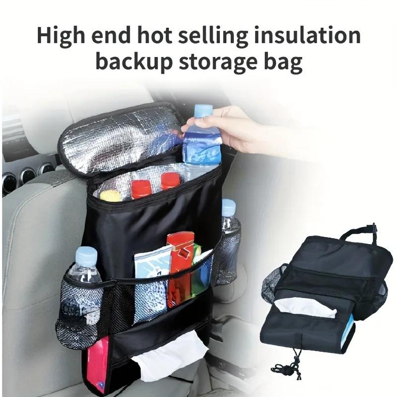 1pcs Car Backrest Storage Bag, Car Rear Seat Insulation Ice Pack Hanging Bag, Oxford Cloth Multifunctional Storage Bag