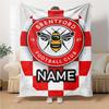 Custom Name Brentford Football Club Crest blanket for Couch & Bed, Plush Cozy Fuzzy Blanket Super Soft & Warm Blankets for Fall and Winter. 0908237