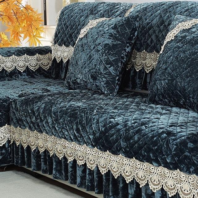 Winter Arm Plush Sofa Cushion Fabric Gold Velvet European -Style High -End Luxury Leather Wood Sofa Non -Slip Sofa Cover