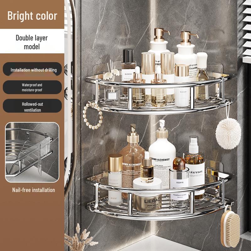 Triangle Corner Bathroom Shelf for Toiletries and Cosmetics