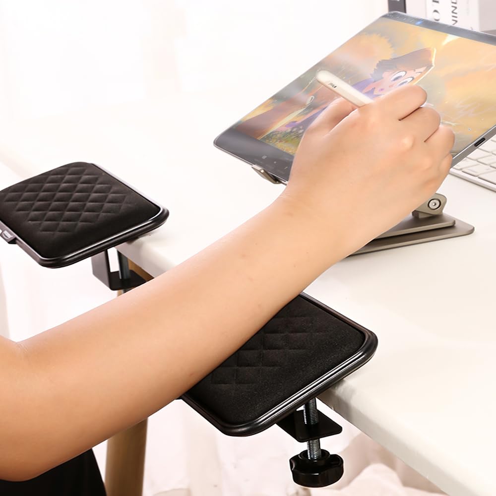 FUGEST Armrest Computer Desk Wrist Bracket Desk Armrest Armrest Cushion Easy To Install Desk Wrist Rest 90 Degree Foldable Reduces Fatigue Ergonomic