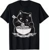 Maglietta Grafica Divertente Gatto Ramen Giapponese Kawaii Anime Gatto T-Shirt Unisex