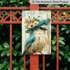 2D Flat - 1pc Vintage Blue Bird with Floral Hat Aluminum Sign - Shabby Chic Wall Decor, Farmhouse Kitchen & Dining Room Wall, Shabby Chic Living Room