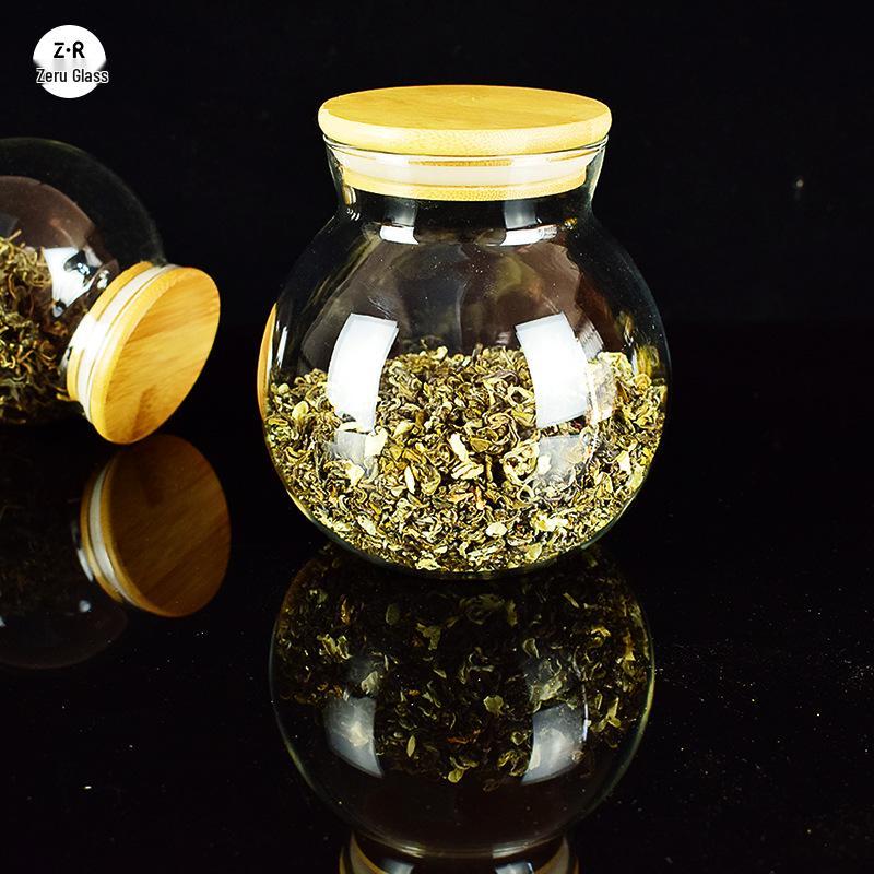 Heat-Resistant Transparent Glass Storage Jar for Food, Dried Fruit, Grains, and Tea