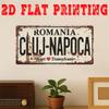 Romania Cluj-Napoca Cuore della Transilvania Targa Metallo Stile D Piatto Stampa Latta Metallo Segno Città Storica Transilvana Tema