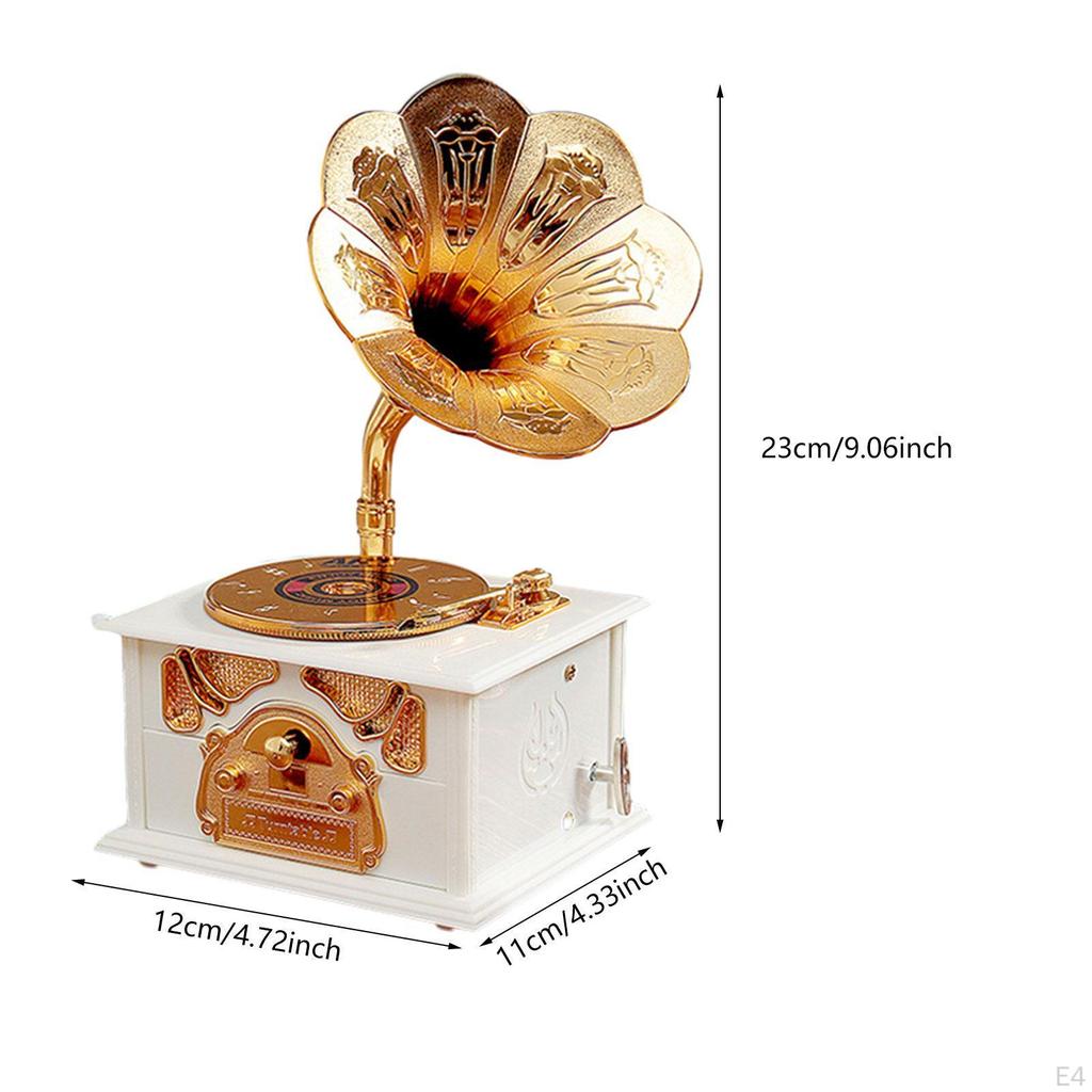 Antique Gramophone Music Box Tabletop Display Phonograph Model 12x11x23cm for Home Office Jewelry