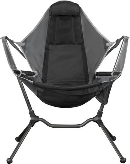 

Ultra-light Aluminum Outdoor Moon Chair: Portable Folding Camping, Fishing, BBQ, & Sand Rocking Chair with Backrest. темно серый