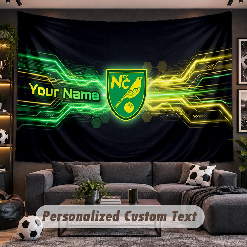 Wall Hanging Tapestry Custom NameNorwich City Pattern Personalized Printed Fabric Wall Decor