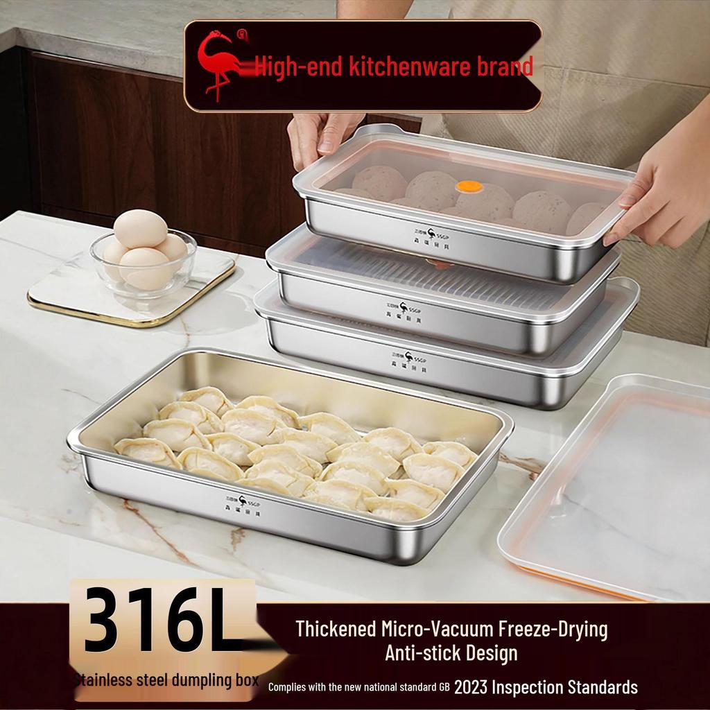 SSGP Stainless Steel Dumpling Storage Tray – Food Grade, Freezer-Safe